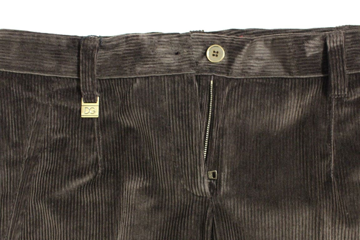 Pantalon élégant en coton marron Dolce &amp; Gabbana