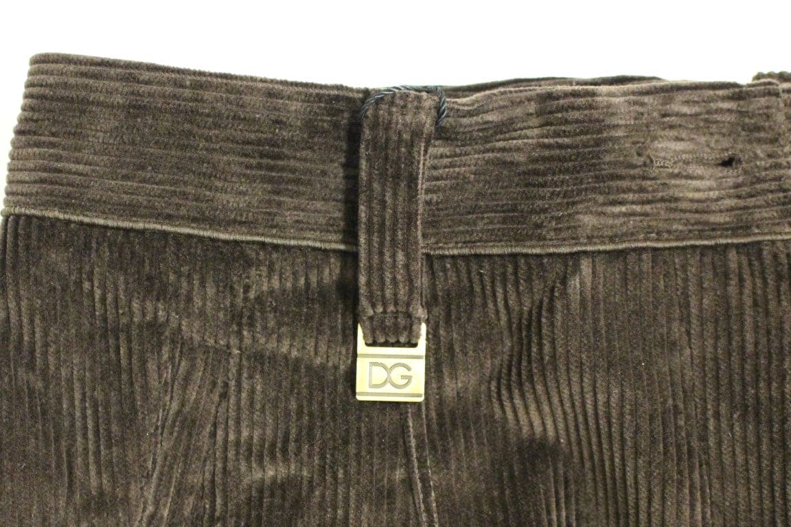 Pantalon élégant en coton marron Dolce &amp; Gabbana