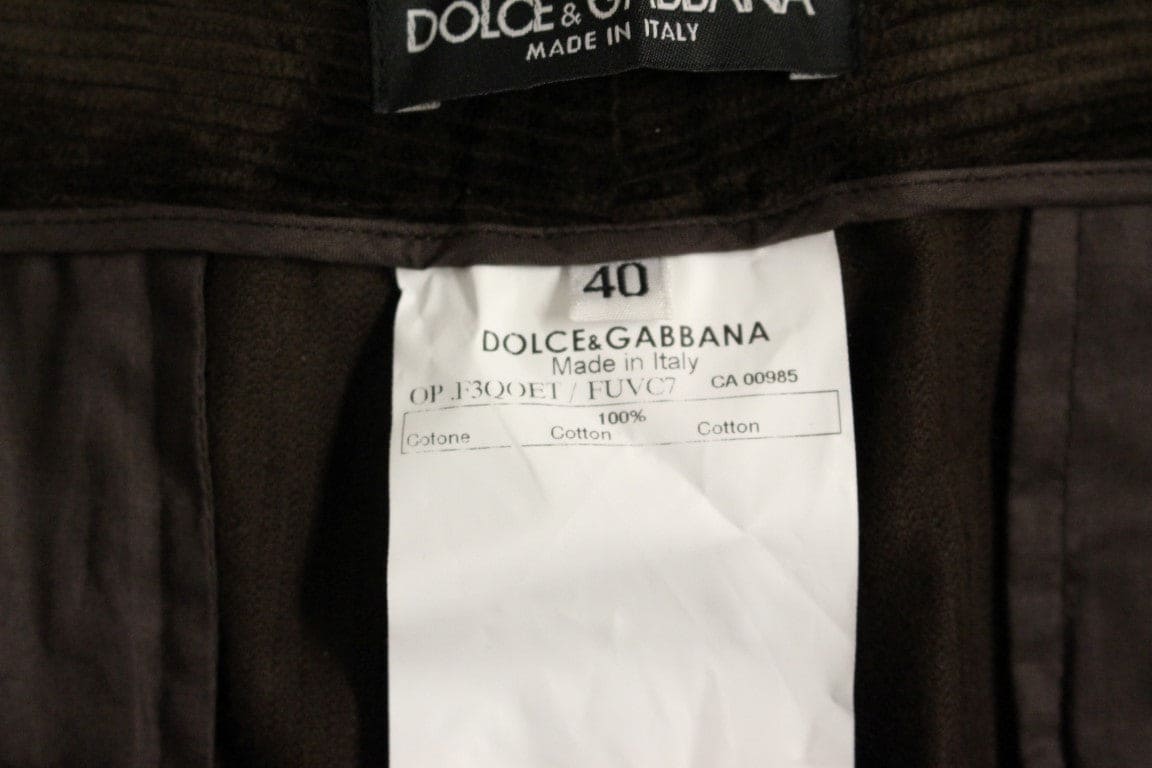 Pantalones elegantes de algodón marrón de Dolce &amp; Gabbana