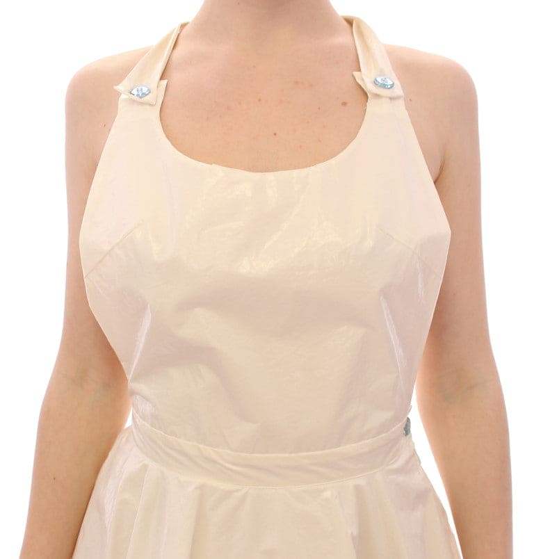 Vestido elegante de té blanco con cuello halter de Licia Florio