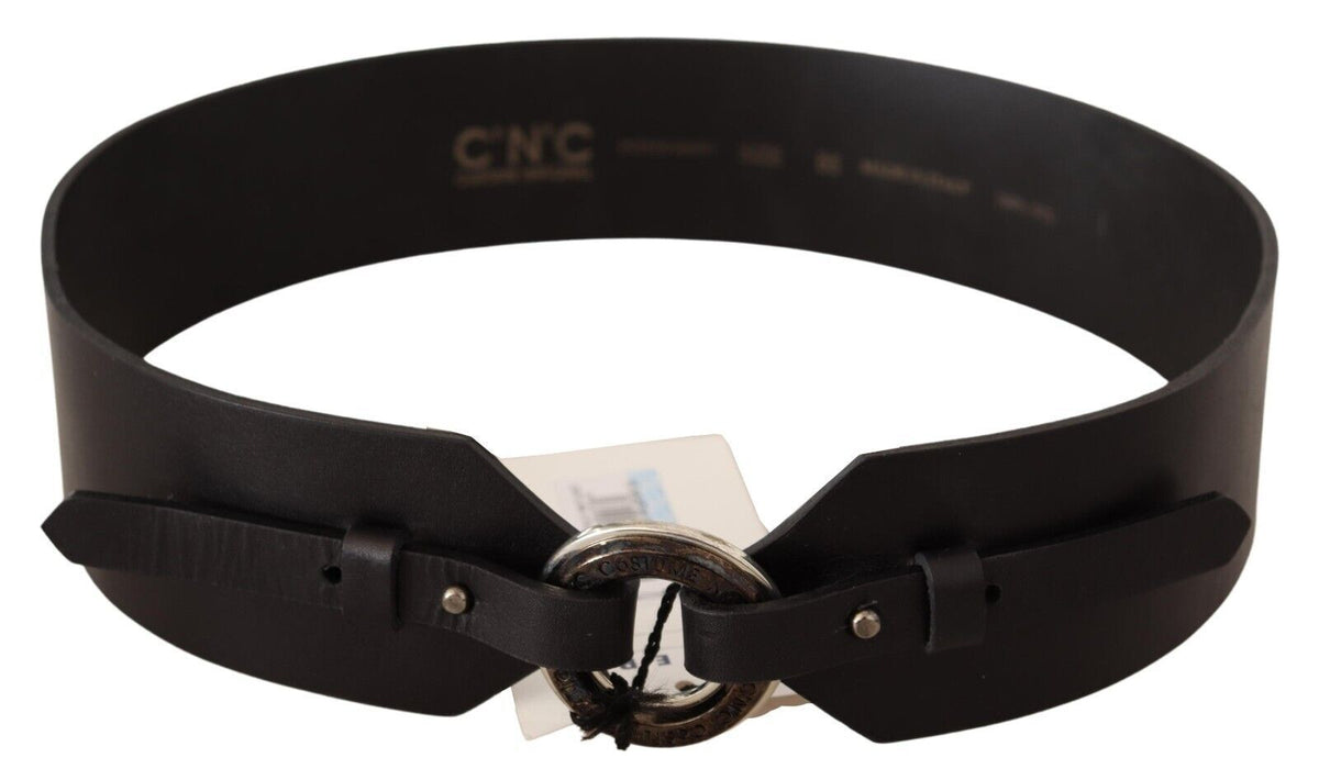 Ceinture en cuir à boucle argentée pour costume national chic