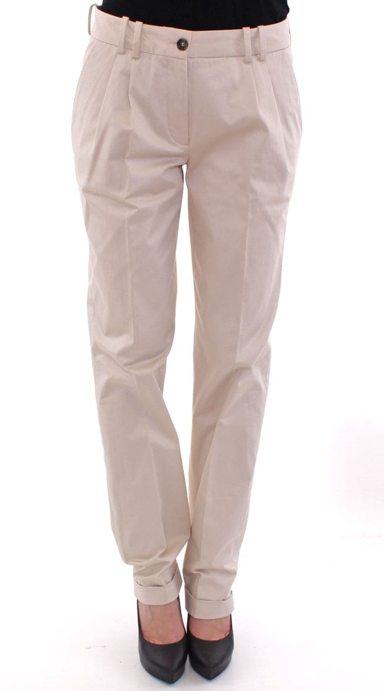 Pantalon en coton beige élégant coupe classique Dolce &amp; Gabbana