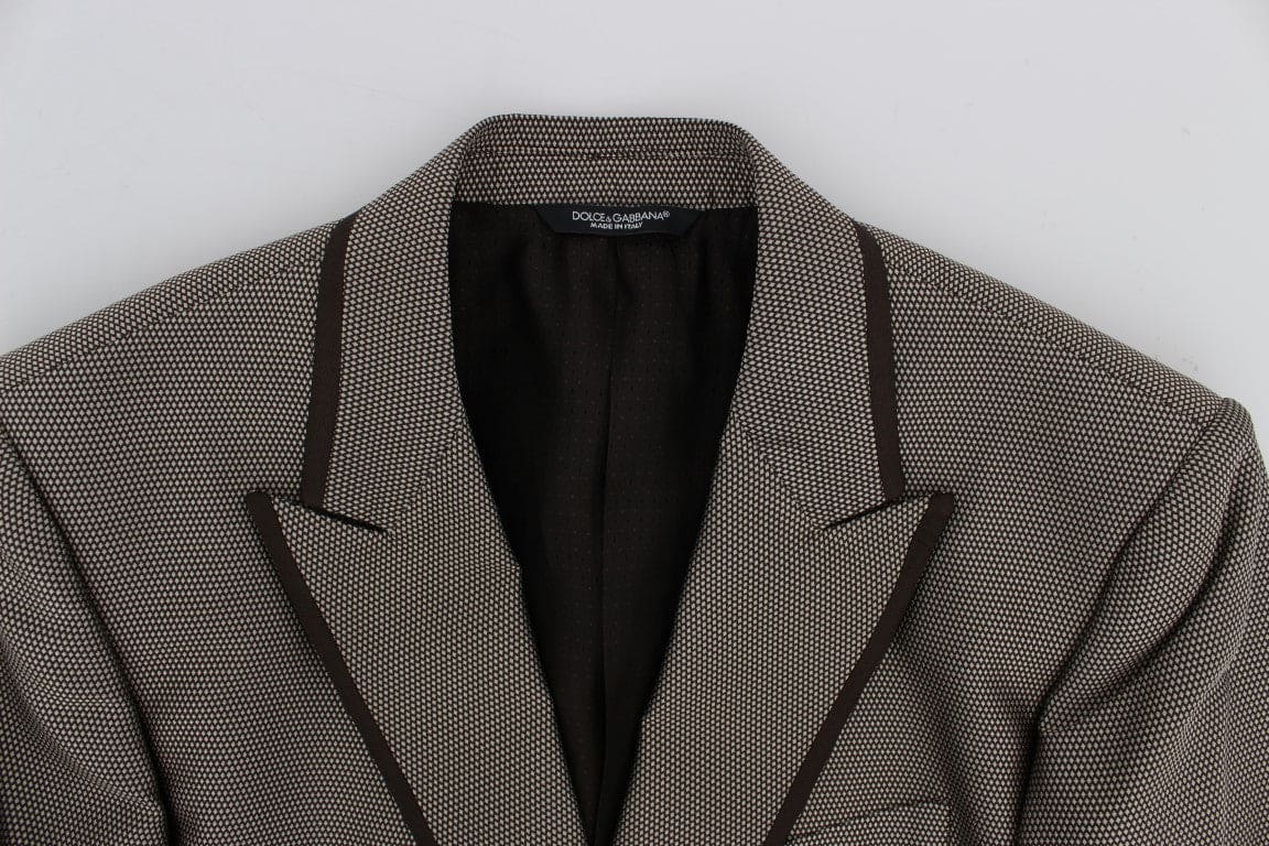 Blazer slim à deux boutons en soie marron élégant Dolce &amp; Gabbana