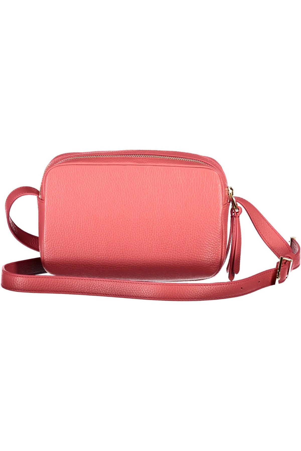 Elegante bolso de hombro de piel rosa con logotipo de Coccinelle