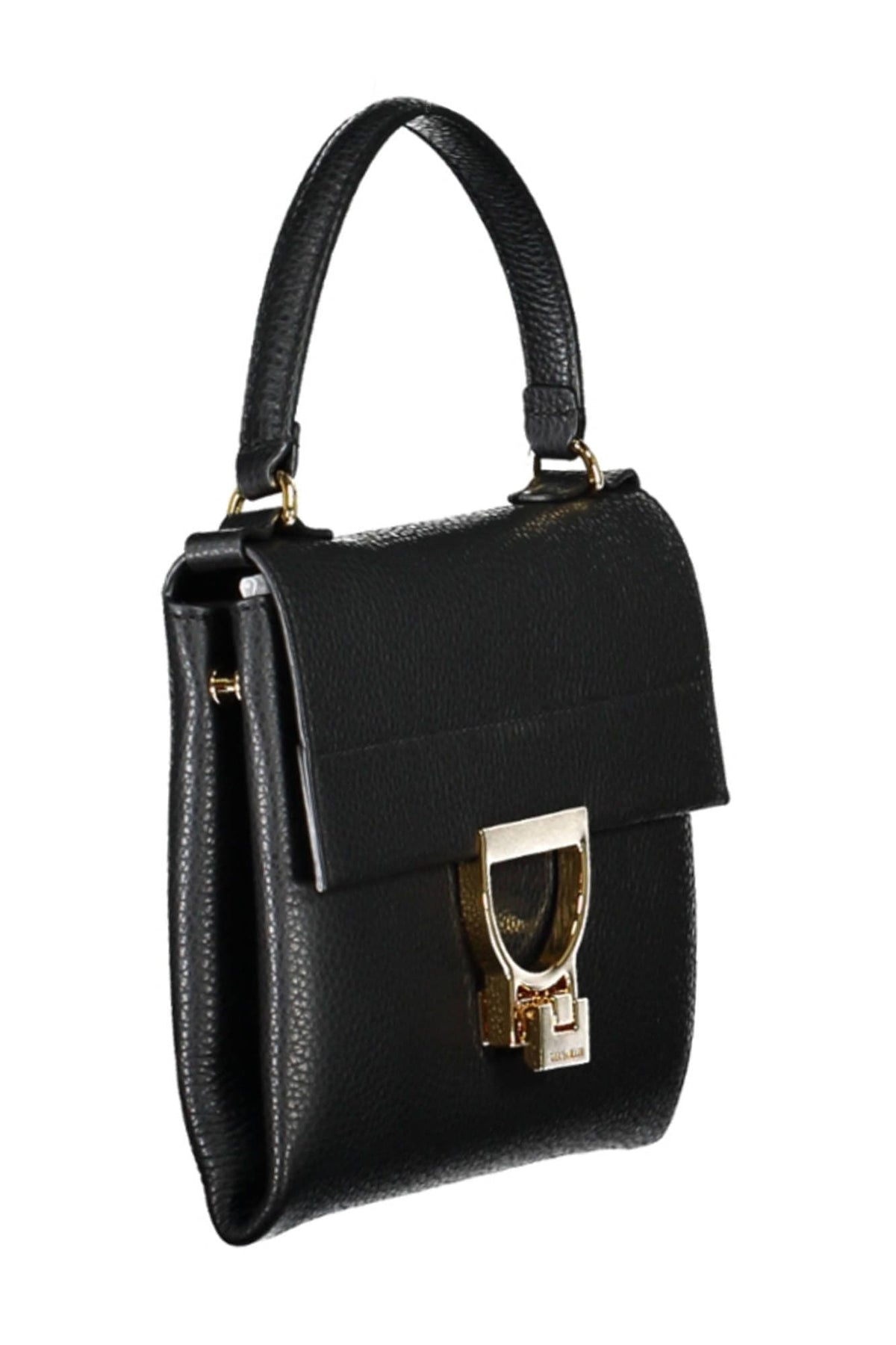 Coccinelle Chic Black Leather Handbag with Twist Lock