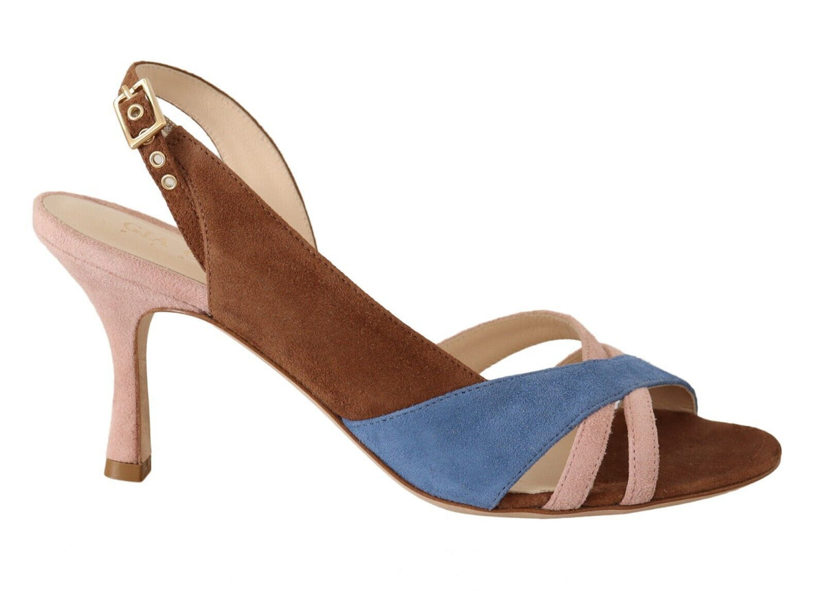 GIA COUTURE Sandales chics à talon slingback en daim multicolore