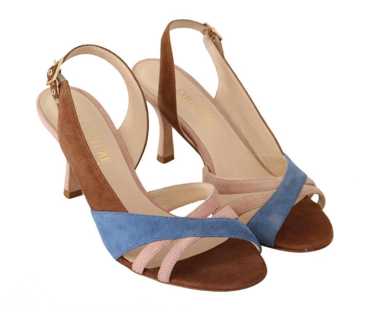 GIA COUTURE Sandales chics à talon slingback en daim multicolore