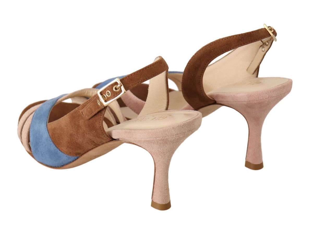 GIA COUTURE Sandales chics à talon slingback en daim multicolore