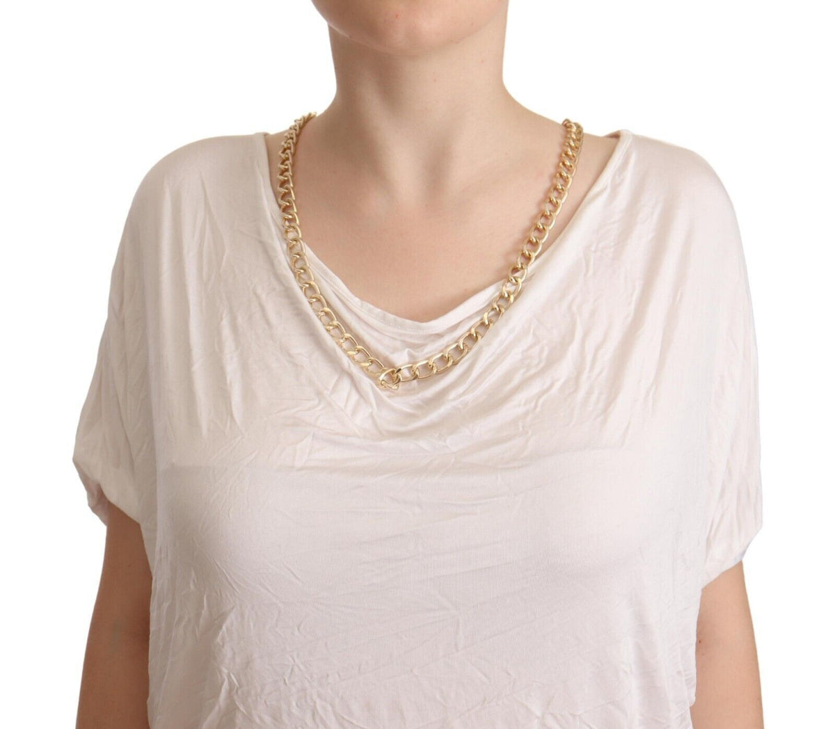 T-shirt élégant avec chaîne en or blanc Guess By Marciano