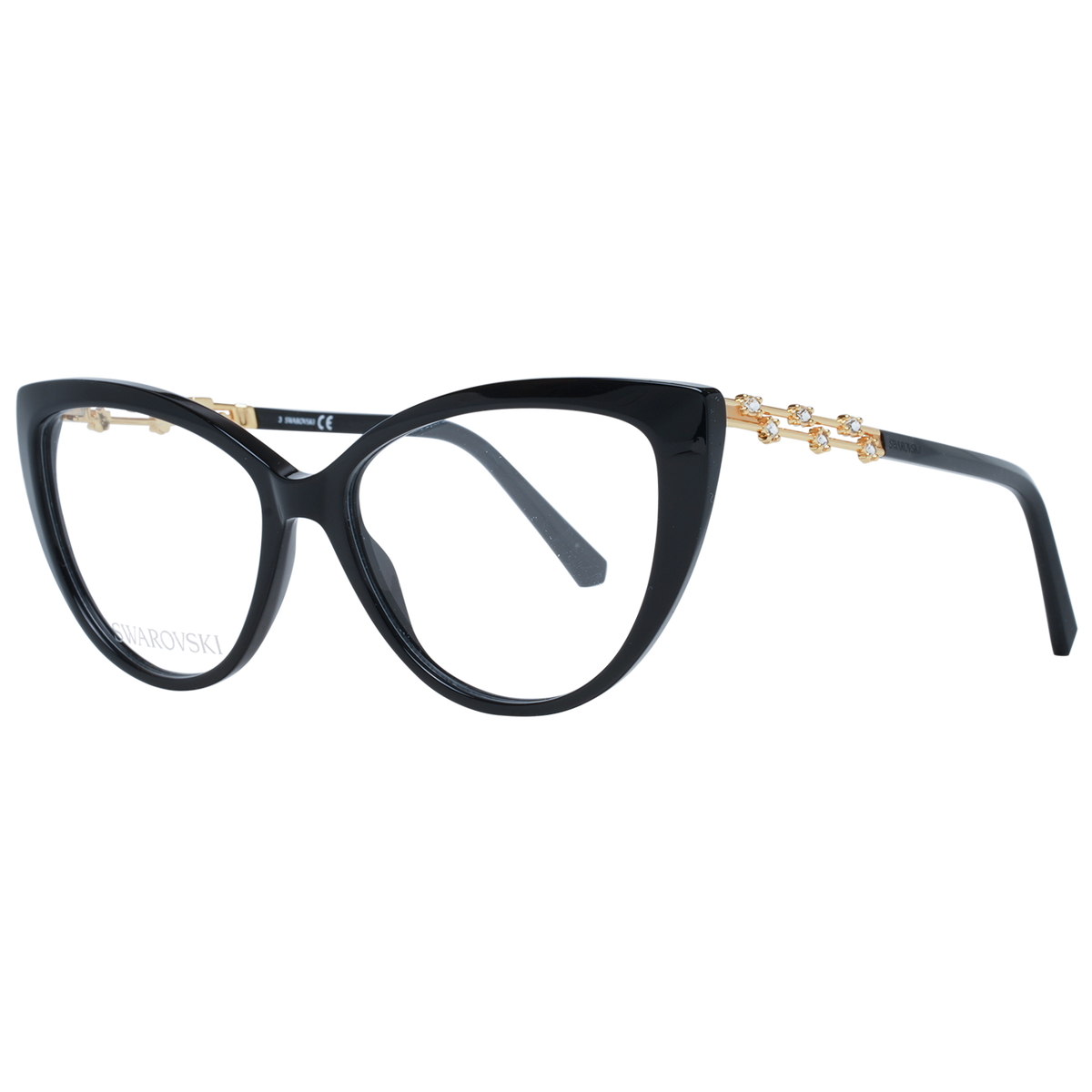 Elegantes gafas de diseño con forma de ojo de gato en color negro de Swarovski