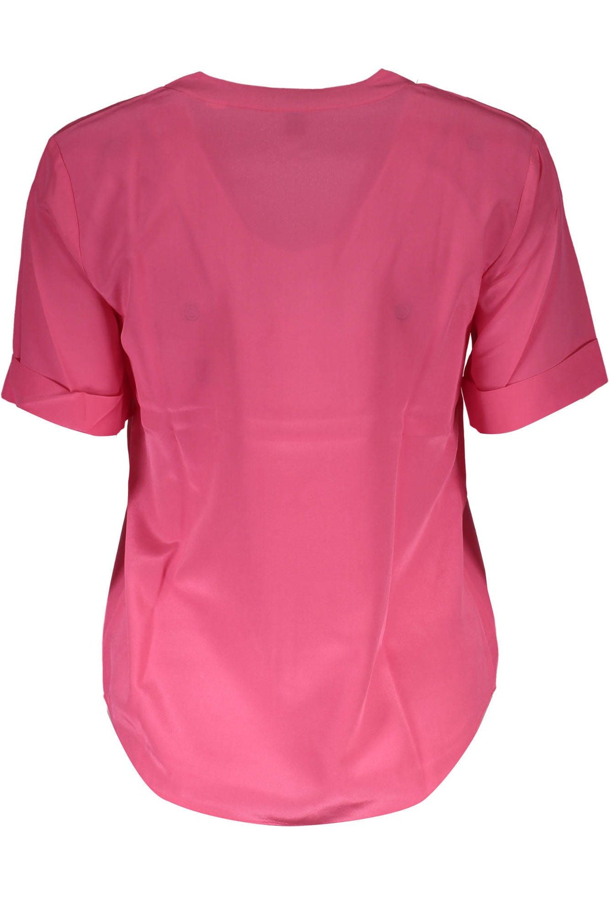 Camiseta de seda con cuello en V de Gant en color rosa y detalles de logotipo