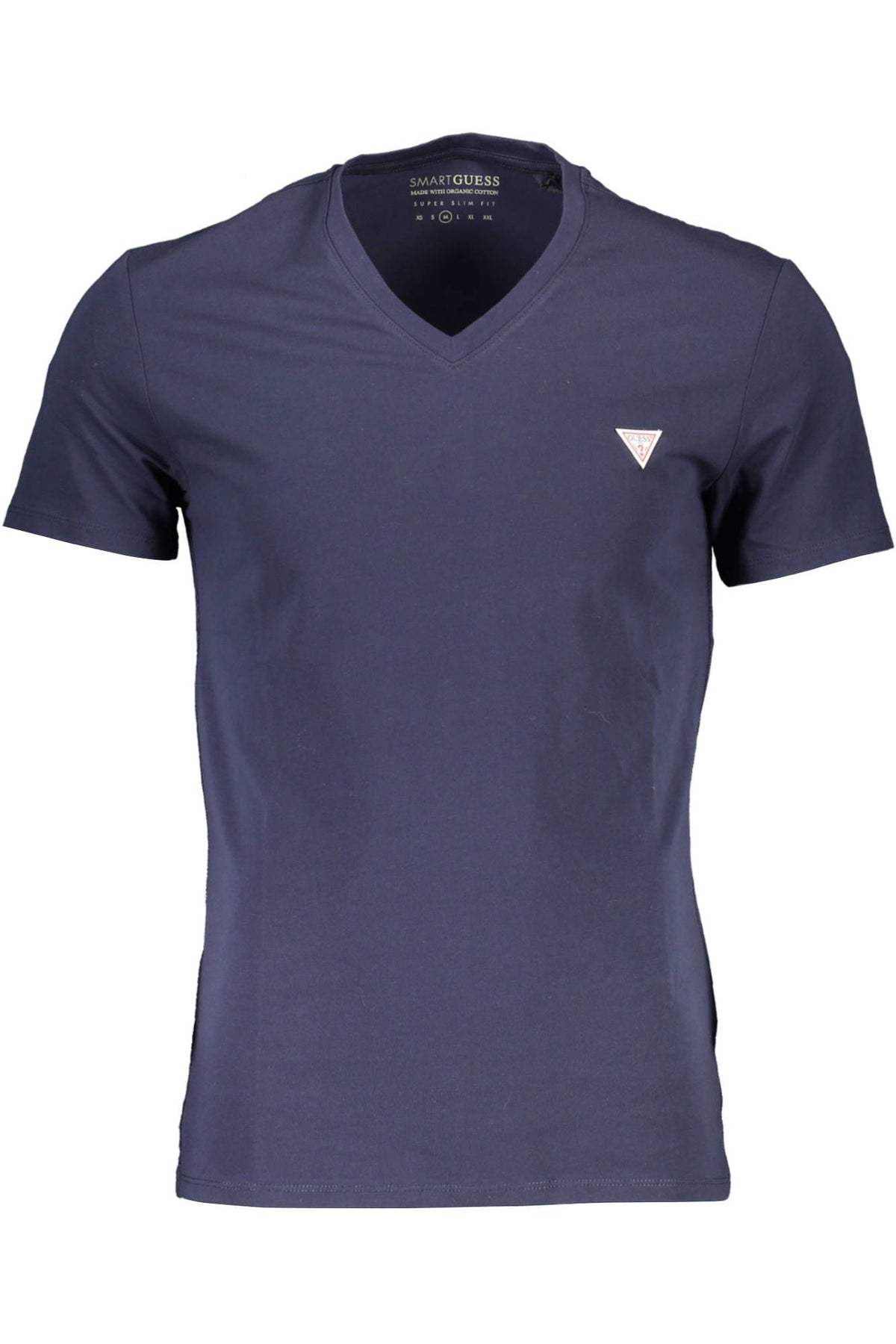 Camiseta azul ajustada con cuello en V elegante de Guess Jeans