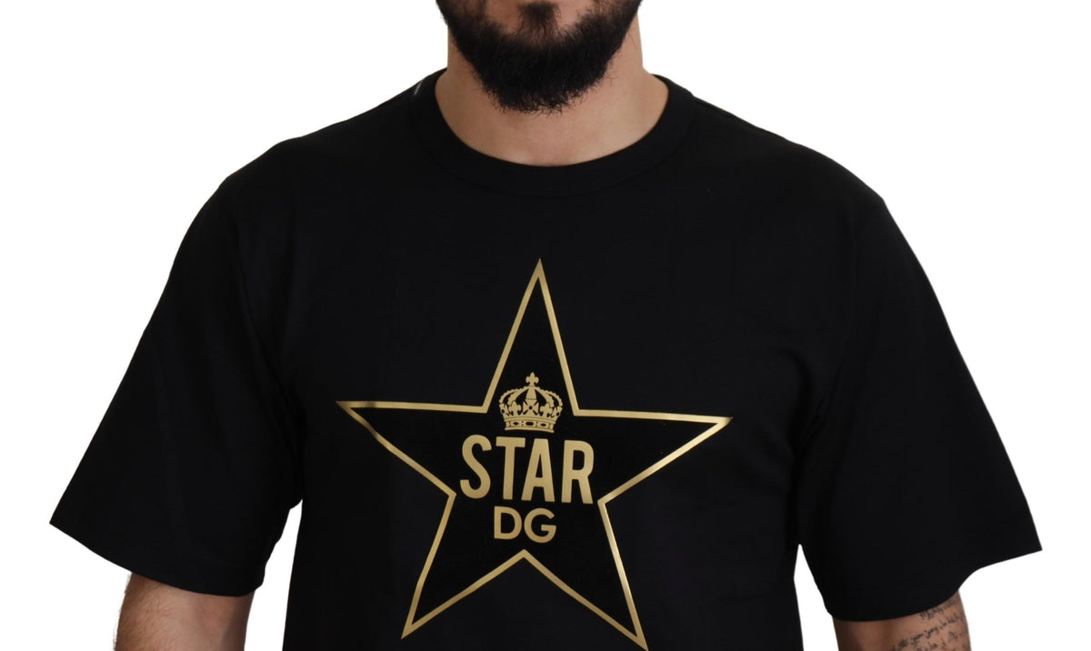 Camiseta de cuello redondo con emblema DG de la estrella dorada de Dolce &amp; Gabbana