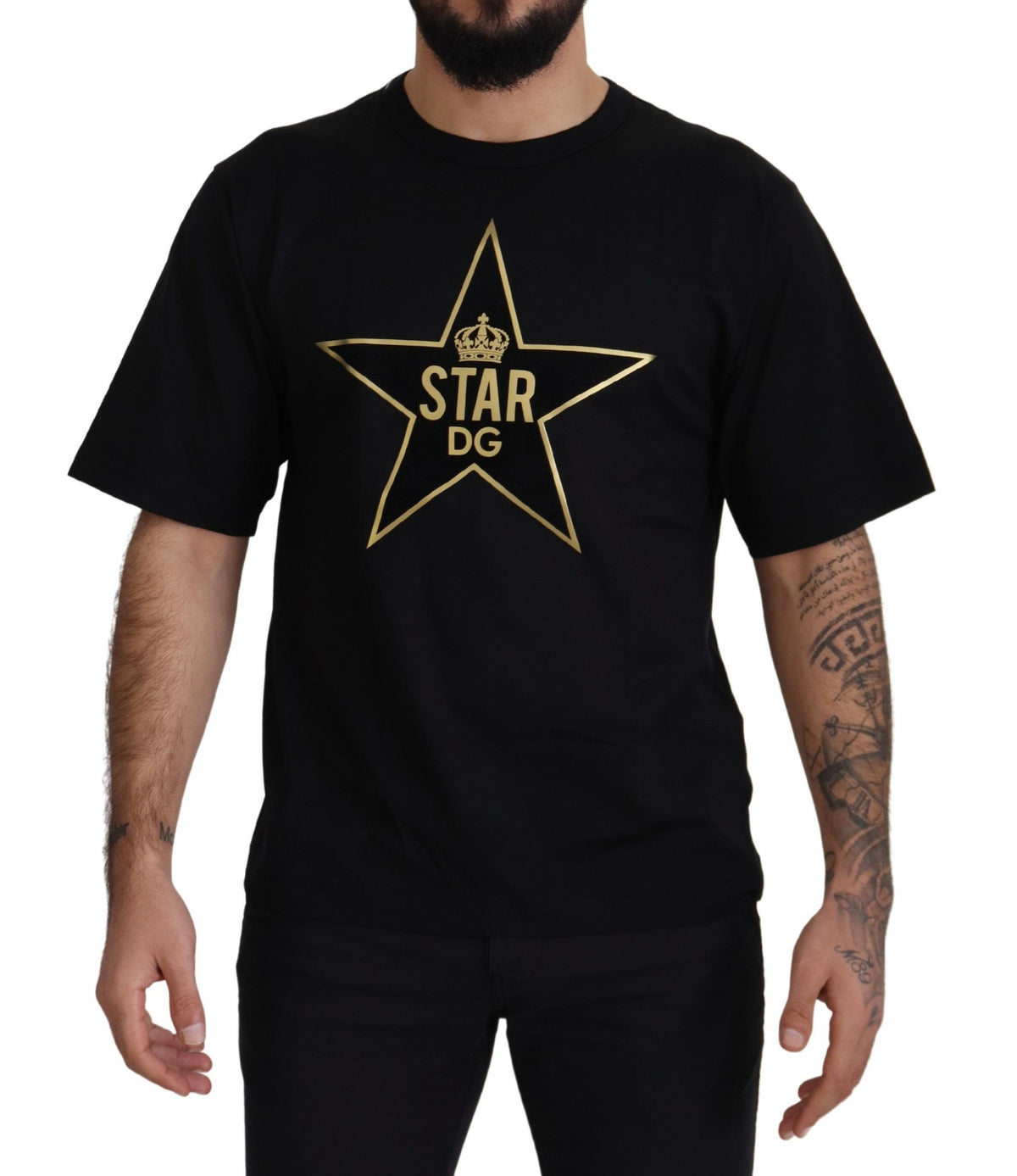 Camiseta de cuello redondo con emblema DG de la estrella dorada de Dolce &amp; Gabbana