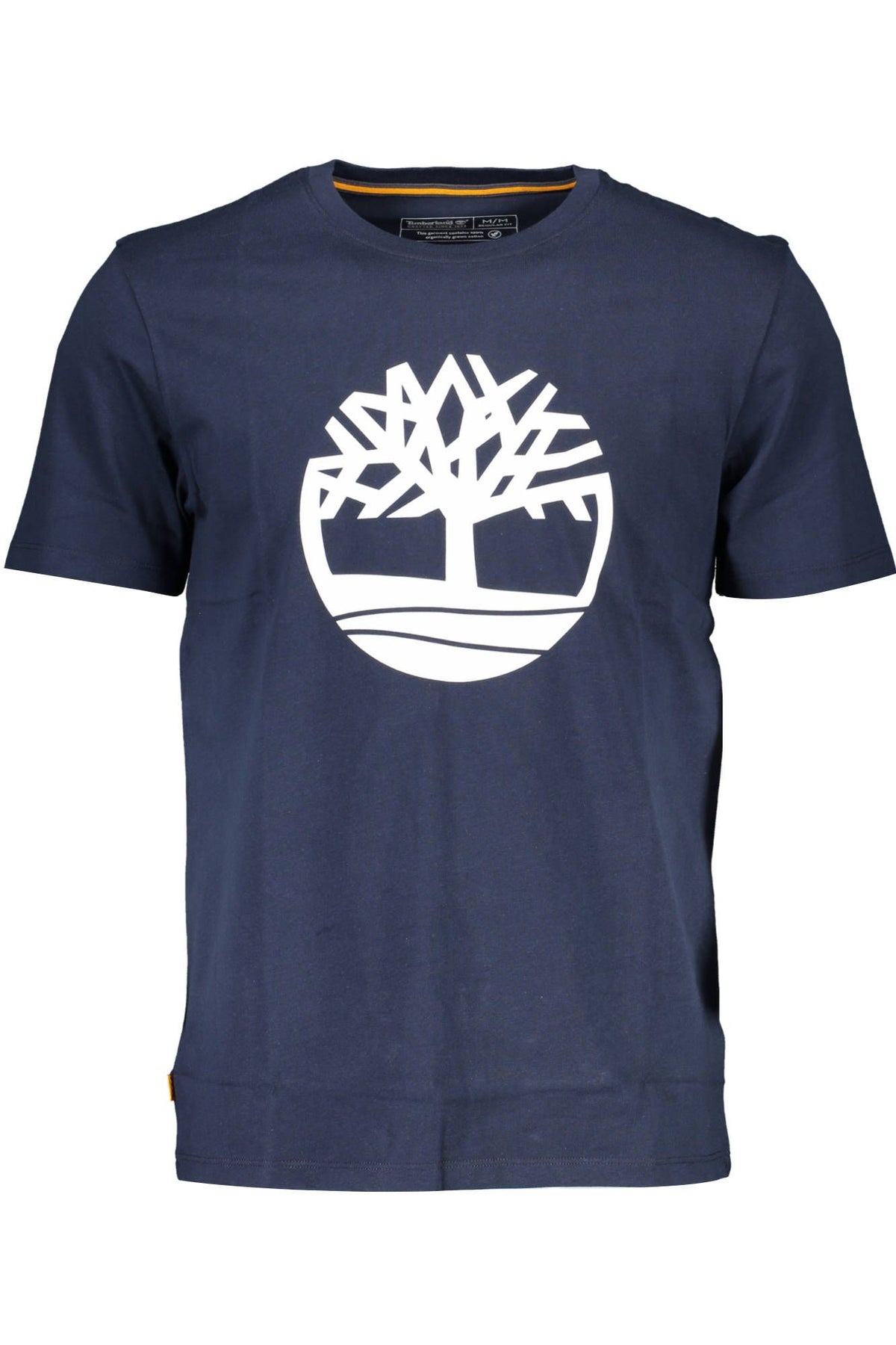 T-shirt bleu en coton biologique Timberland avec imprimé signature