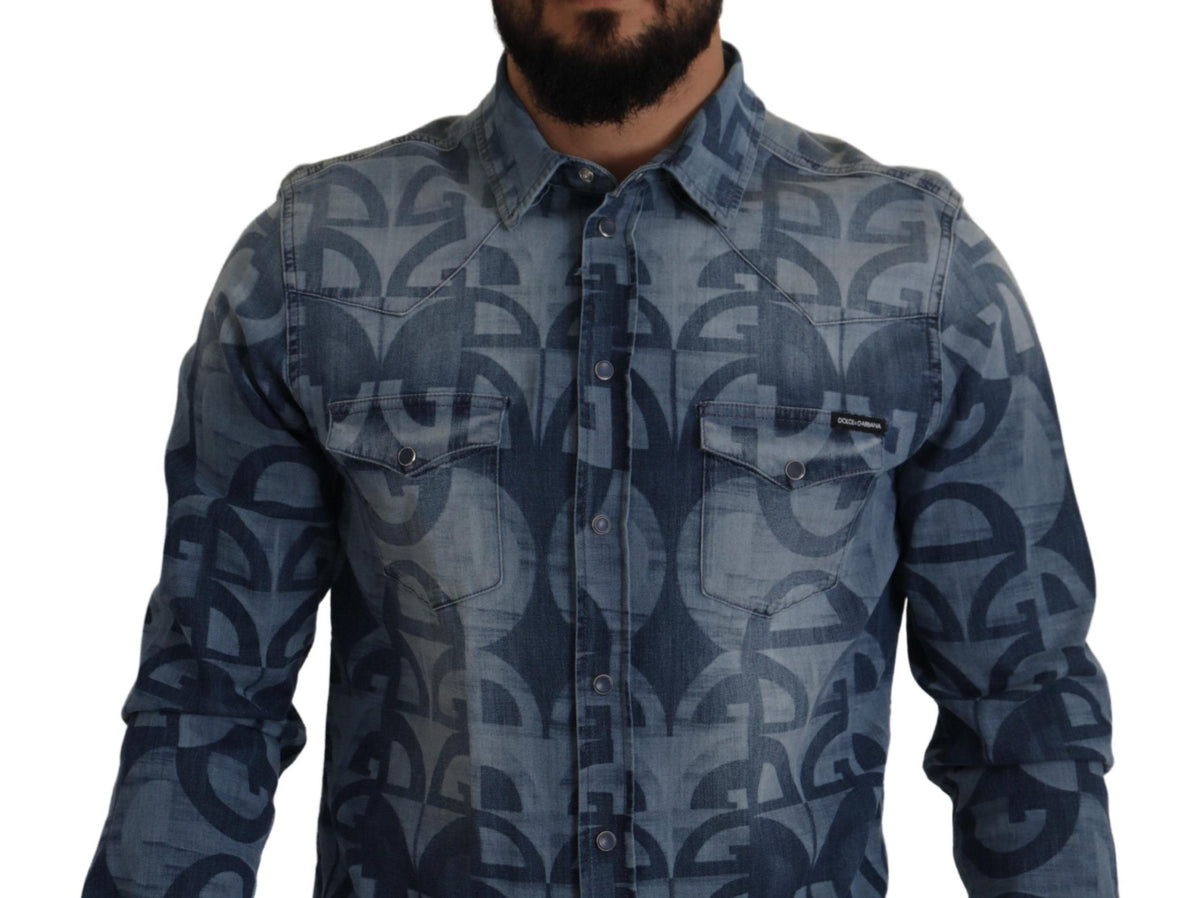 Chemise homme bleue décontractée coupe slim élégante Dolce &amp; Gabbana