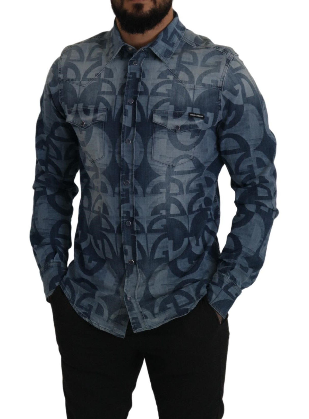 Chemise homme bleue décontractée coupe slim élégante Dolce &amp; Gabbana