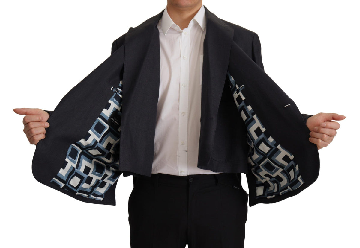 Blazer croisé élégant en lin bleu marine Dolce &amp; Gabbana