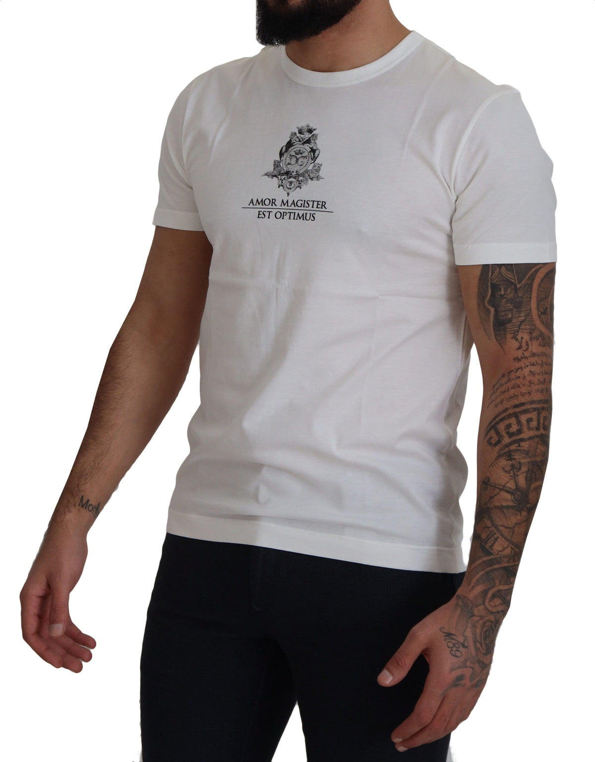 Camiseta de algodón con estampado de logotipo elegante en blanco de Dolce &amp; Gabbana