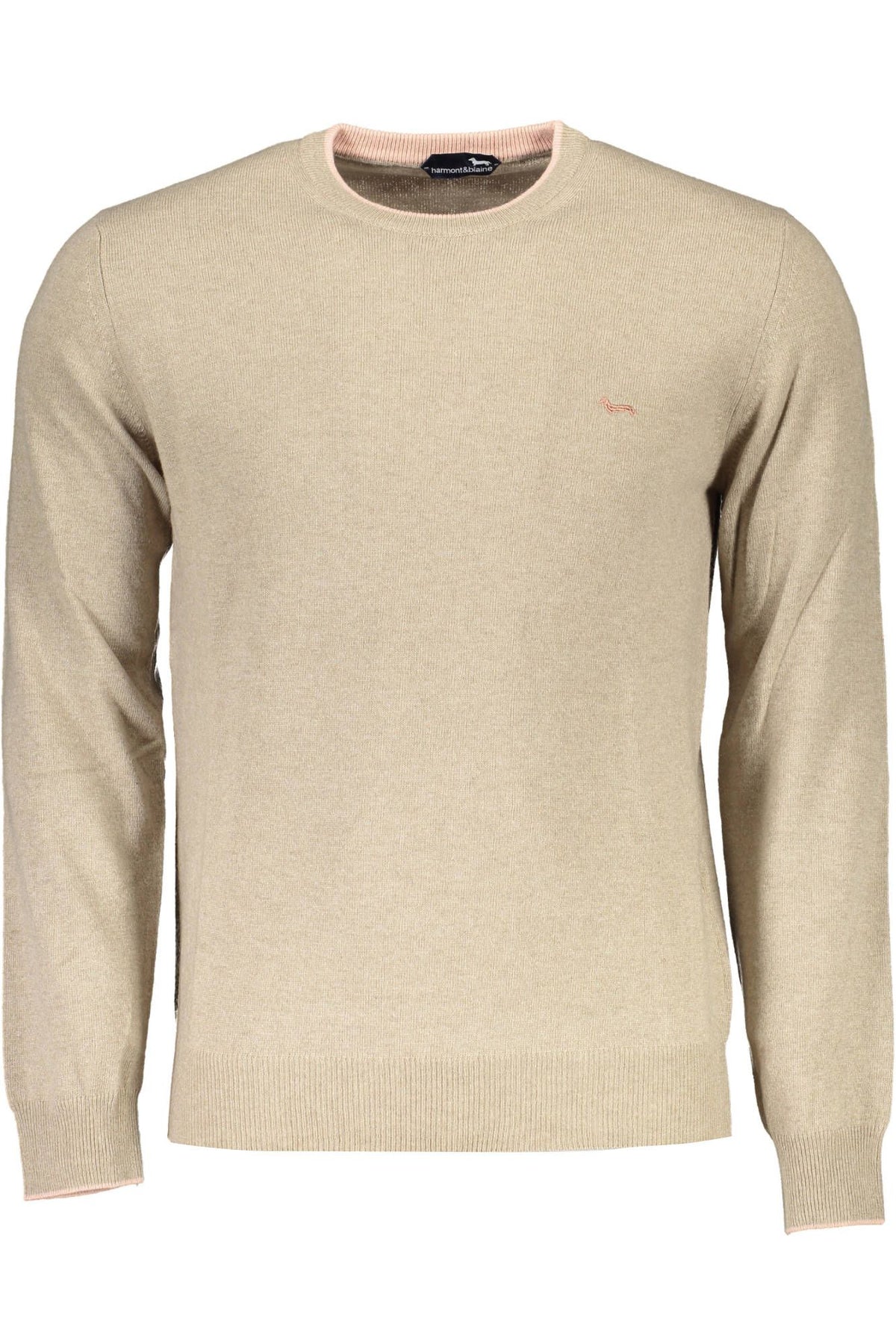 Harmont & Blaine Elegant Beige Crew Neck Sweater with Embroidery