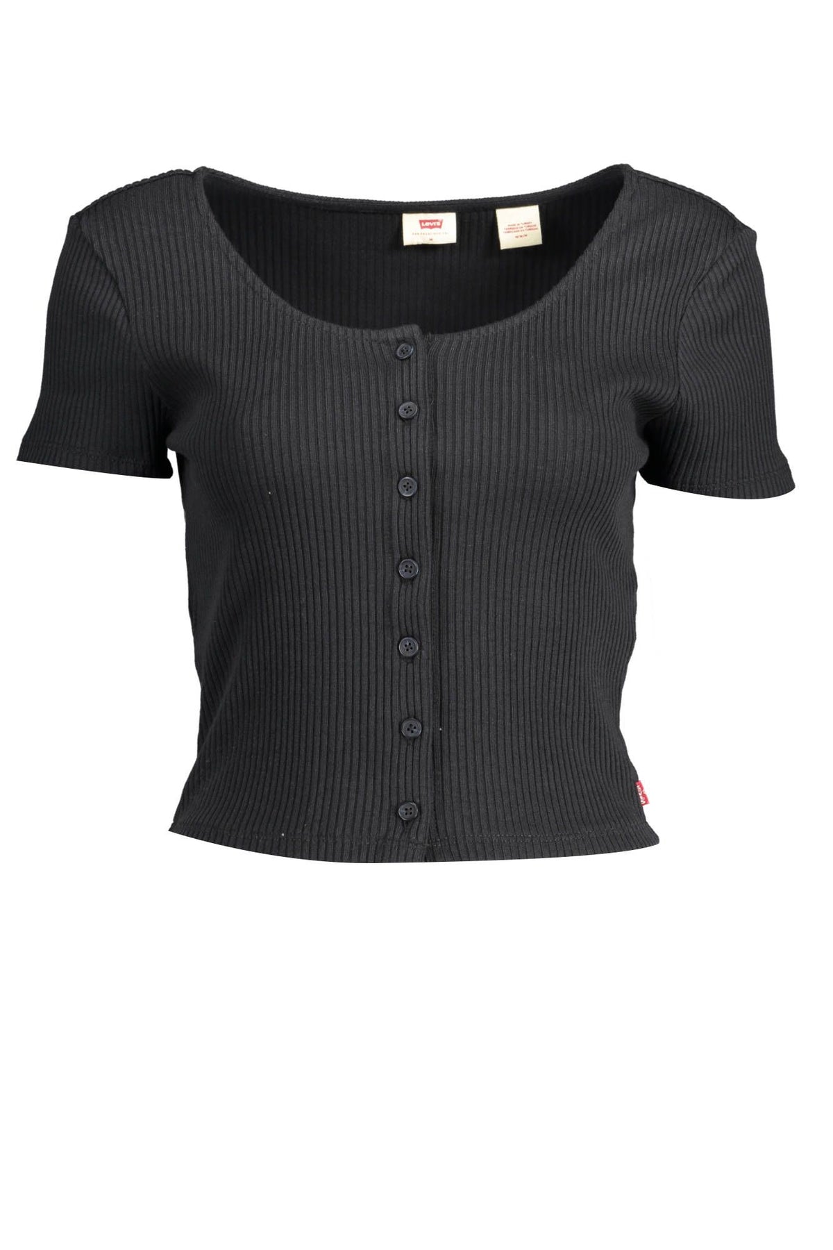 Camiseta de algodón negra elegante con detalle de botones de Levi's