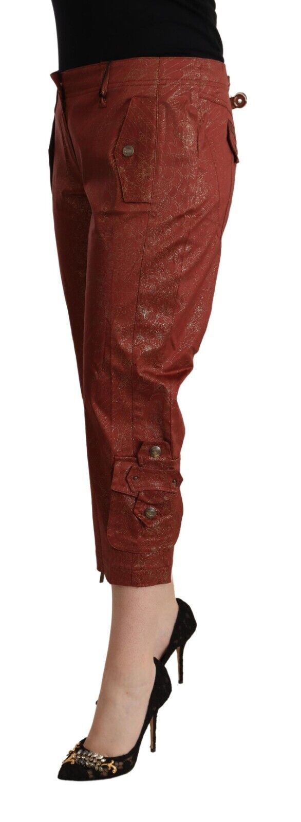 Pantalon court en coton marron chic Just Cavalli