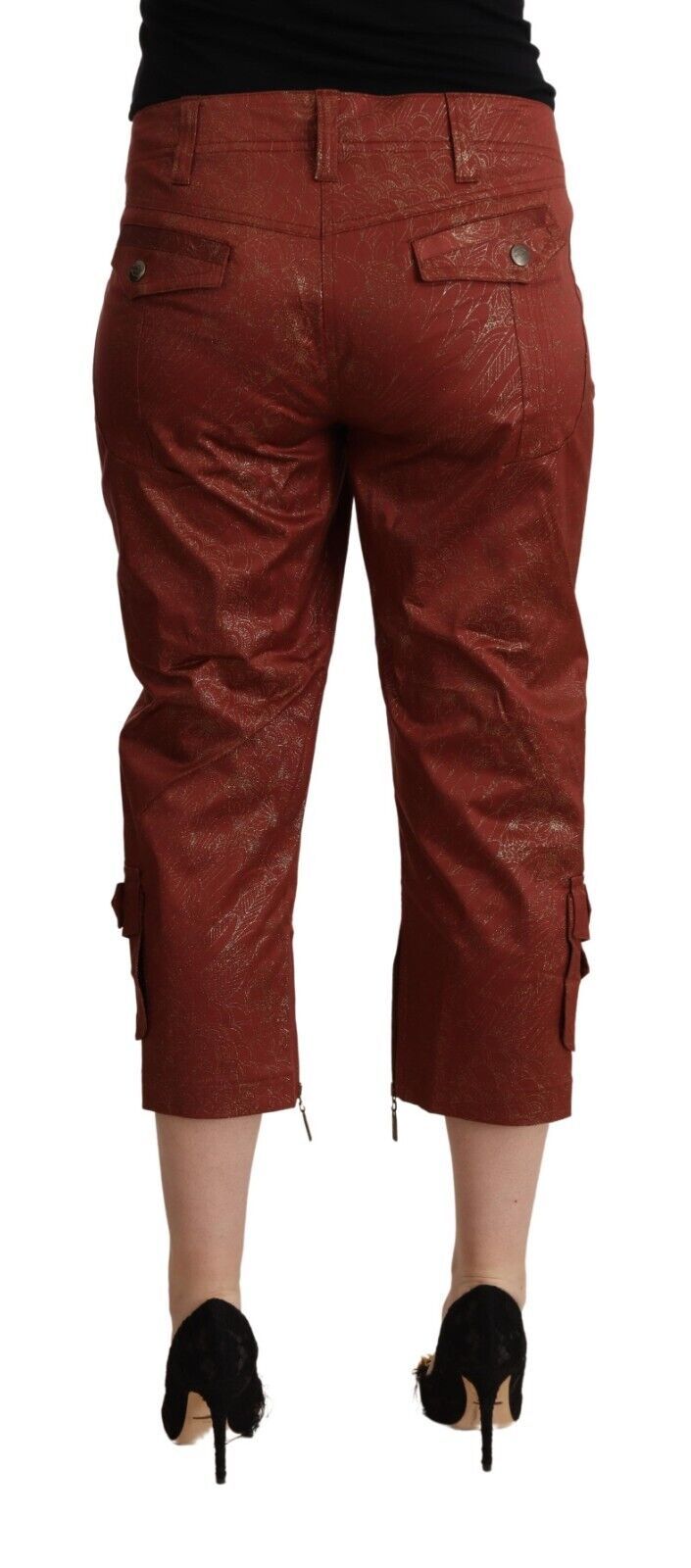 Pantalon court en coton marron chic Just Cavalli