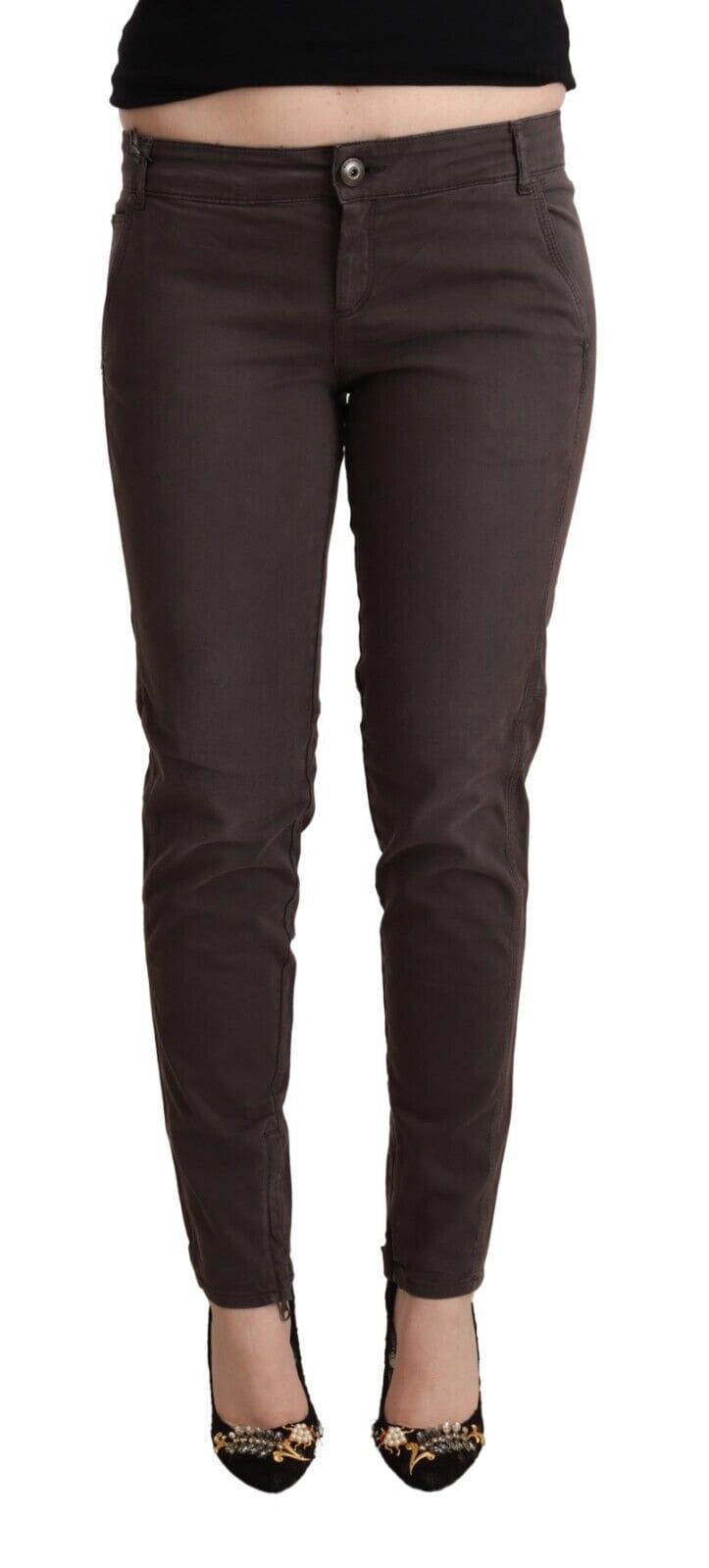 Pantalon skinny taille basse marron chic Ermanno Scervino