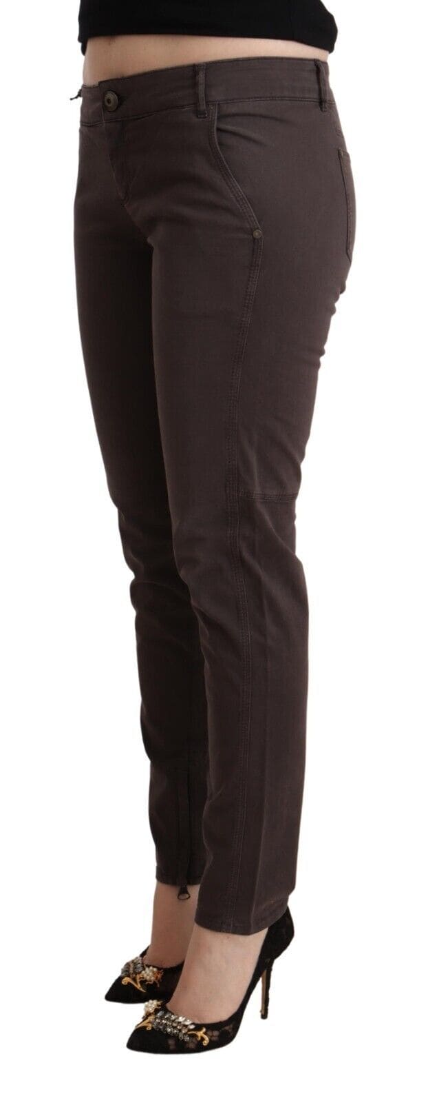 Pantalon skinny taille basse marron chic Ermanno Scervino