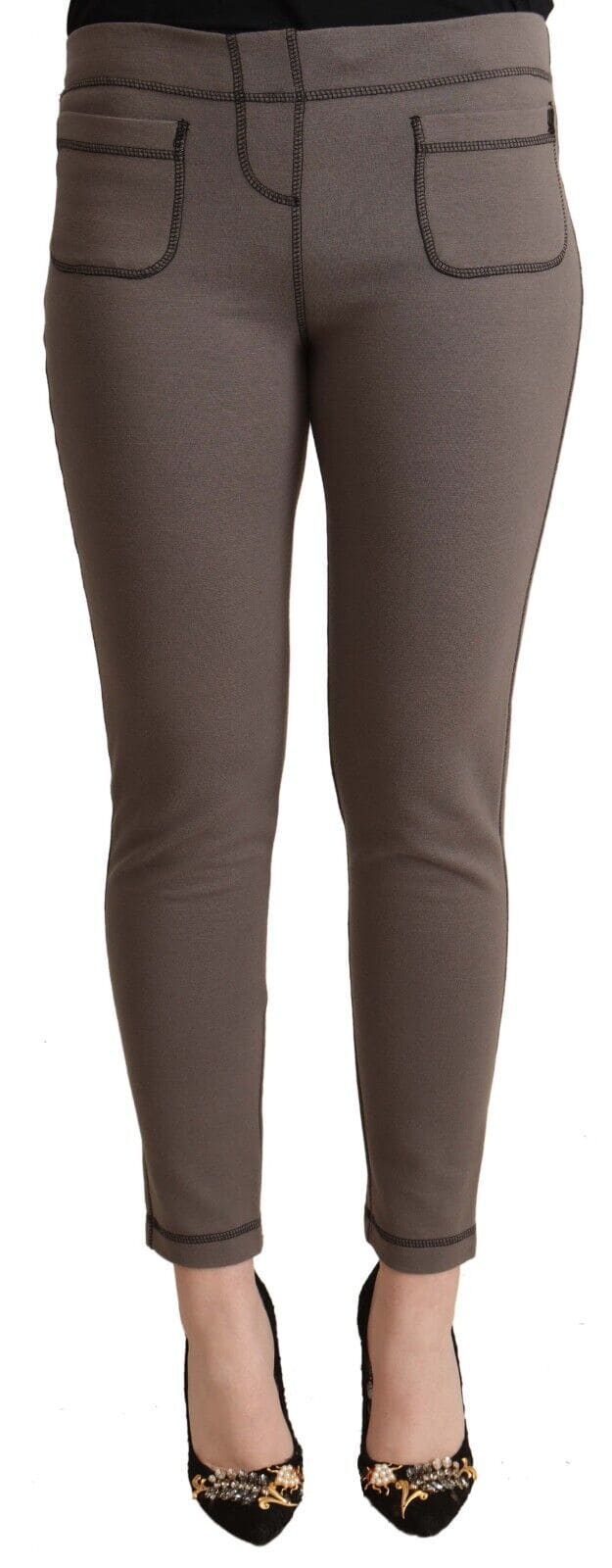 Pantalon skinny taille moyenne gris chic de John Galliano pour un style sophistiqué