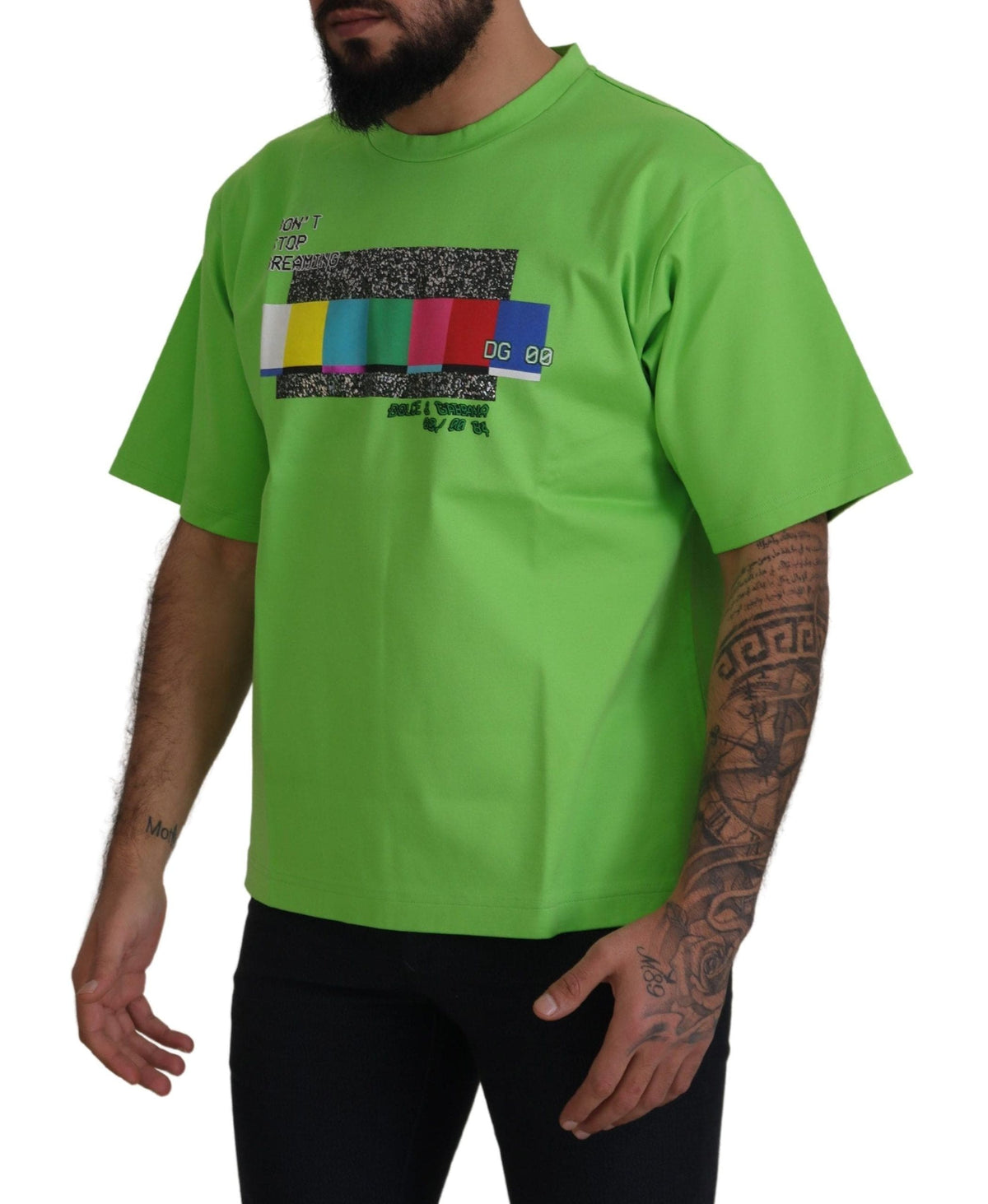 Camiseta de manga corta con cuello redondo y diseño elegante en verde de Dolce &amp; Gabbana