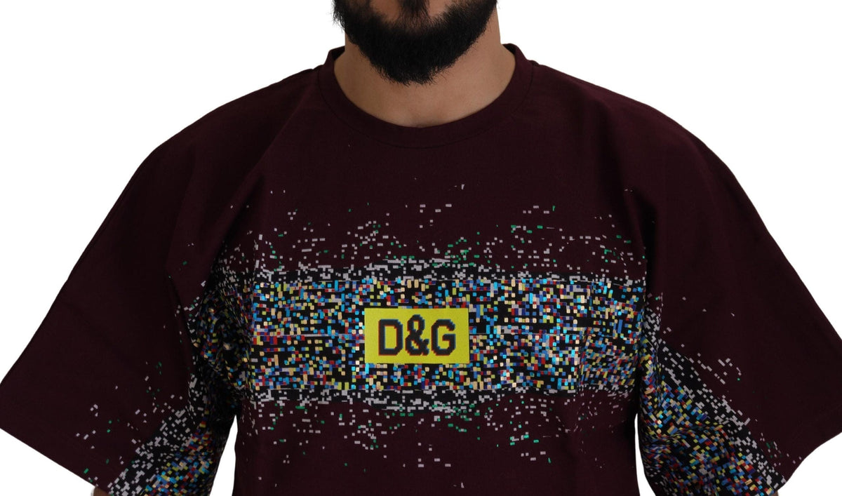 T-shirt ras du cou en coton bordeaux Dolce &amp; Gabbana