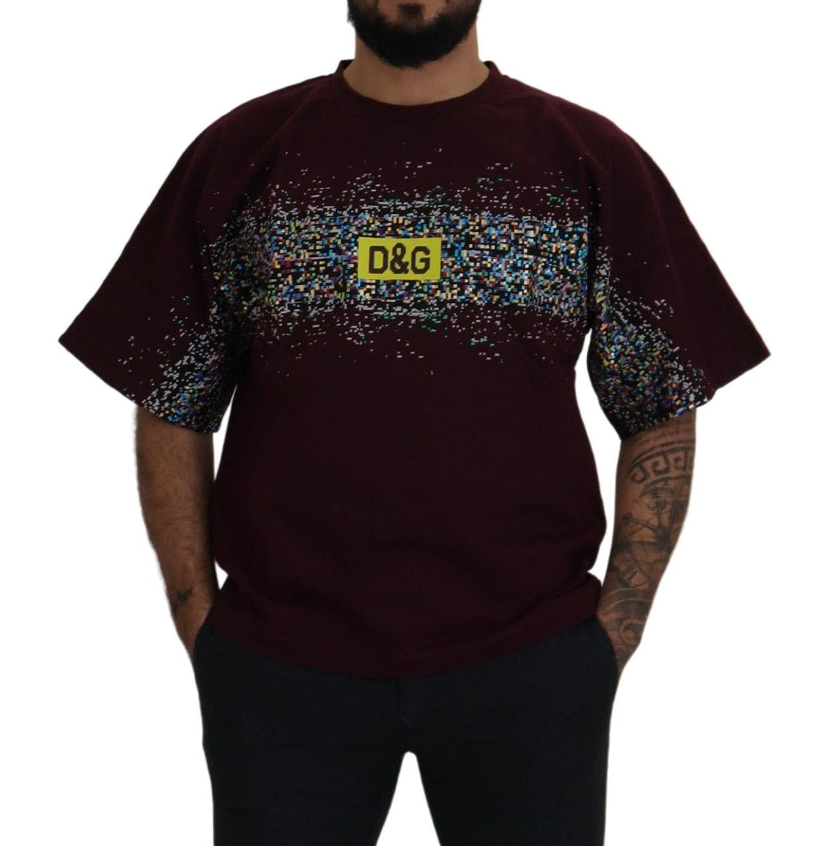 T-shirt ras du cou en coton bordeaux Dolce &amp; Gabbana