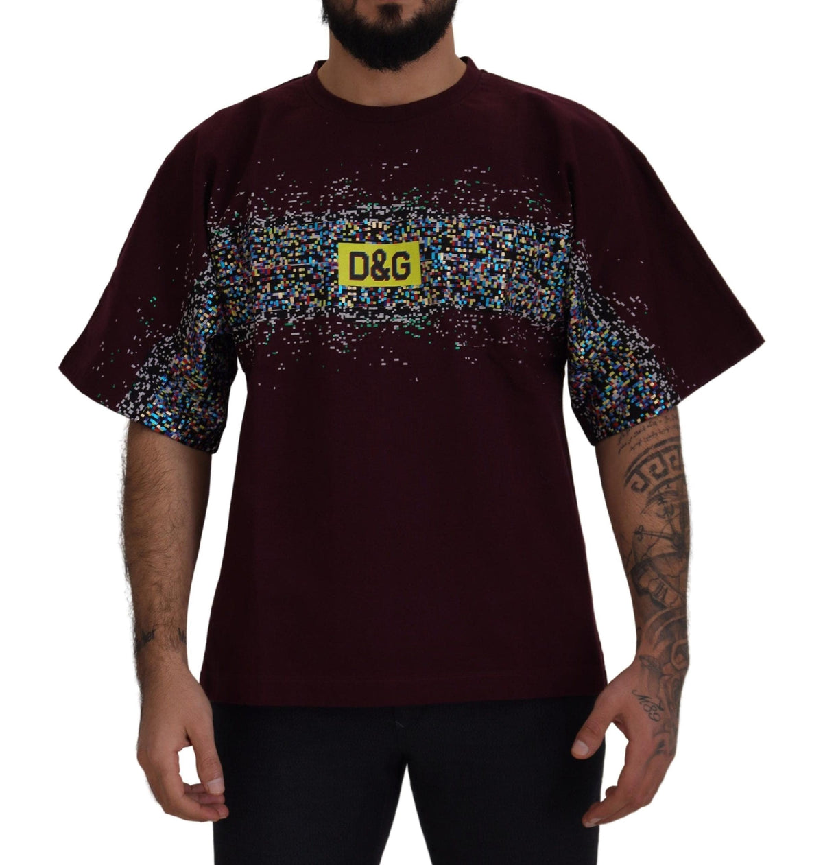 T-shirt ras du cou en coton bordeaux Dolce &amp; Gabbana