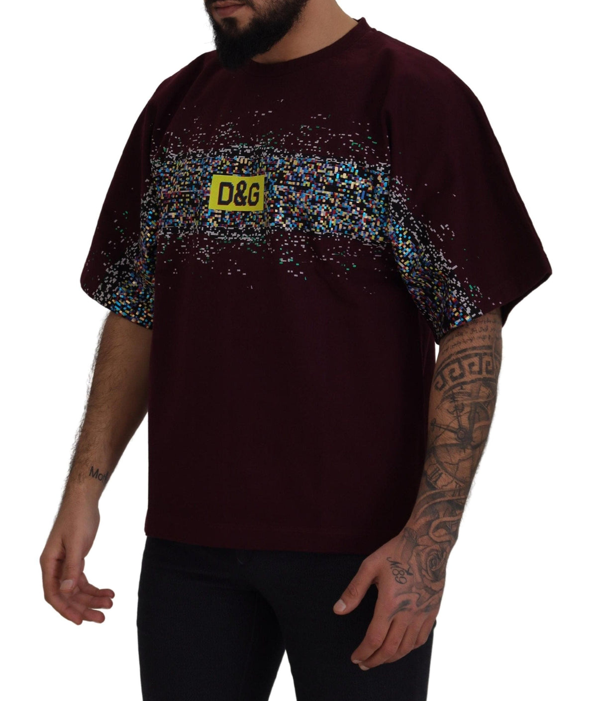 T-shirt ras du cou en coton bordeaux Dolce &amp; Gabbana