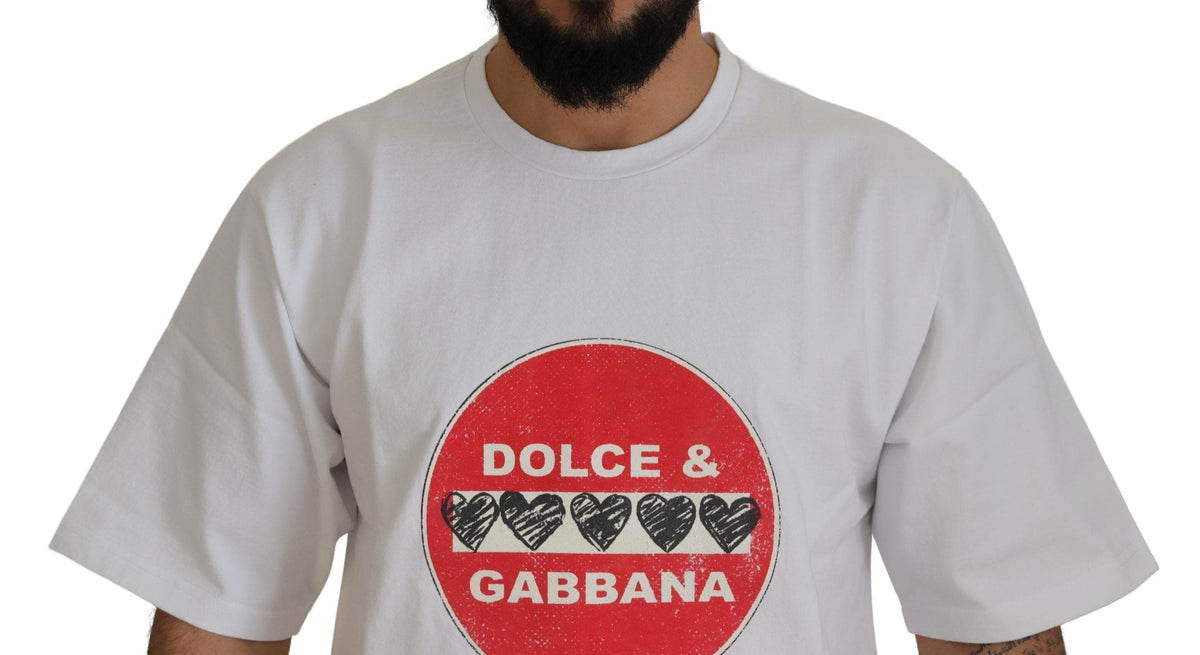 T-shirt Dolce &amp; Gabbana Chic en coton blanc avec motif cœur Amor