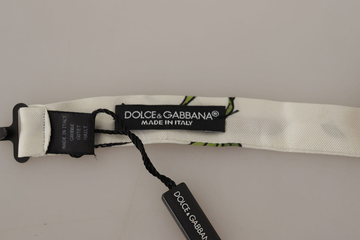 Nœud papillon élégant en soie blanche à motifs Dolce &amp; Gabbana