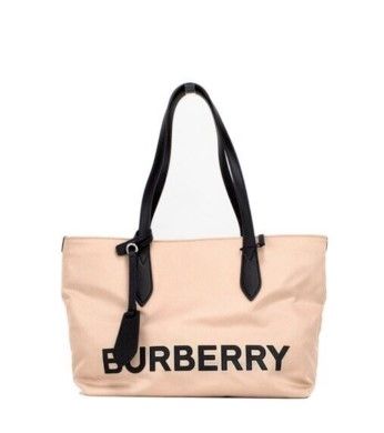 Bolso de mano de nailon ecológico con logo de la marca Burberry en color beige y rosa