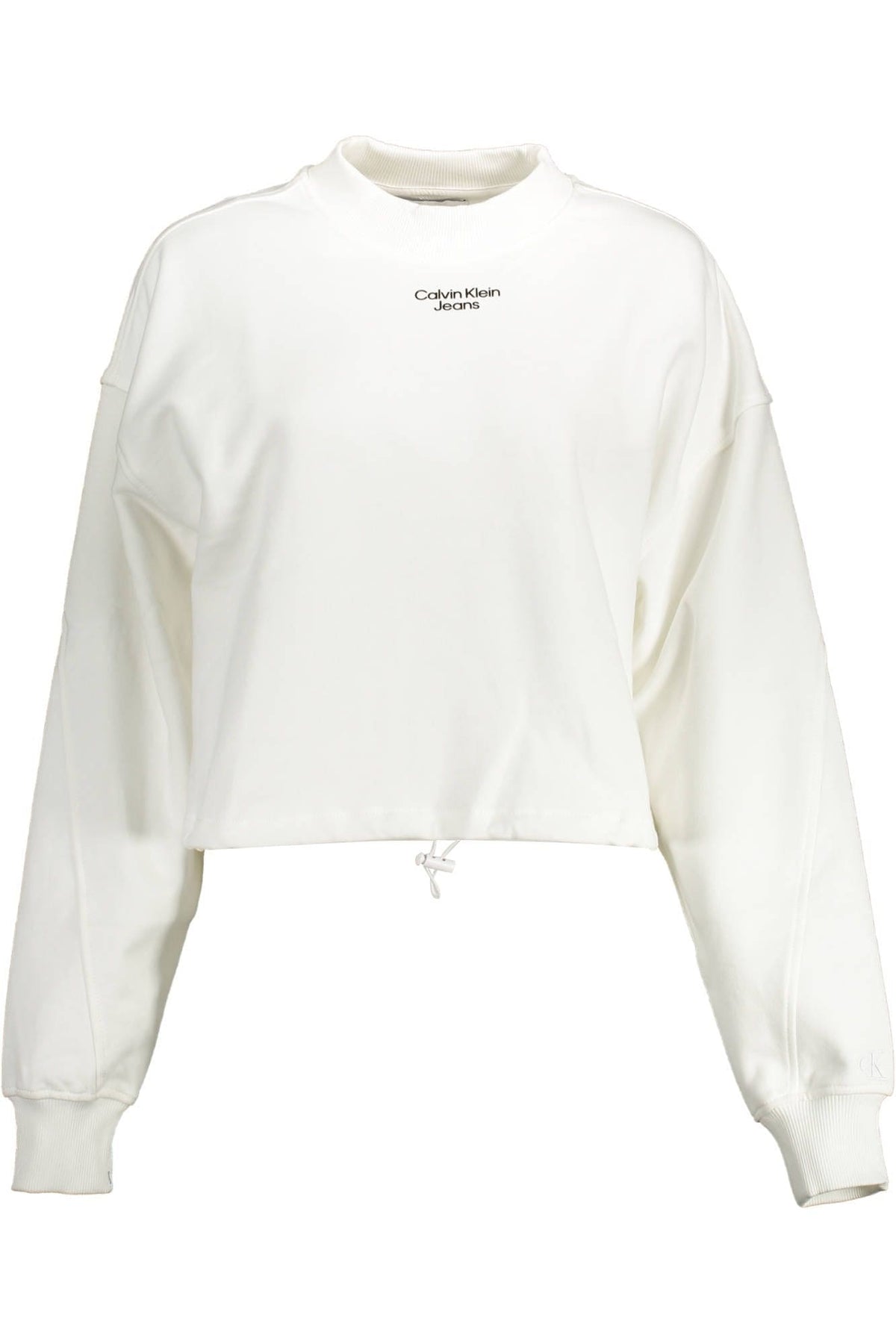 Calvin Klein Elegant White Cotton Sweatshirt with Chic Details