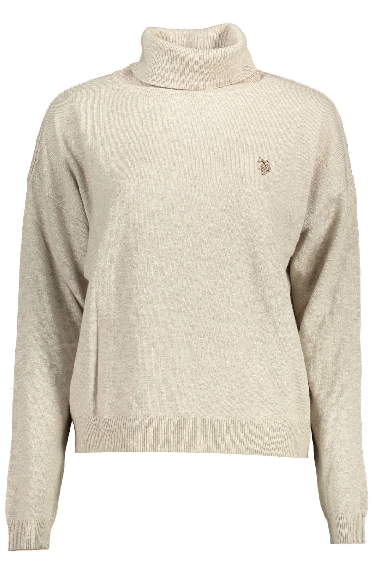 US POLO ASSN. Jersey de cuello alto beige elegante con bordados elegantes