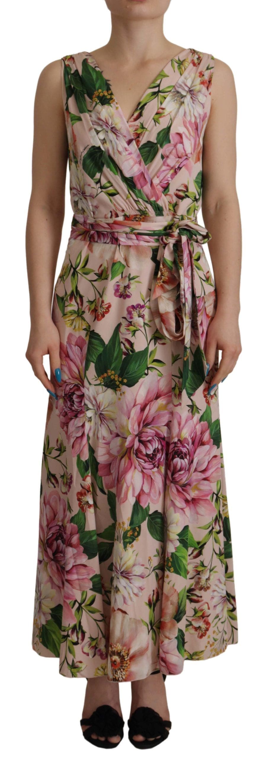 Robe portefeuille élégante en soie fleurie Dolce &amp; Gabbana