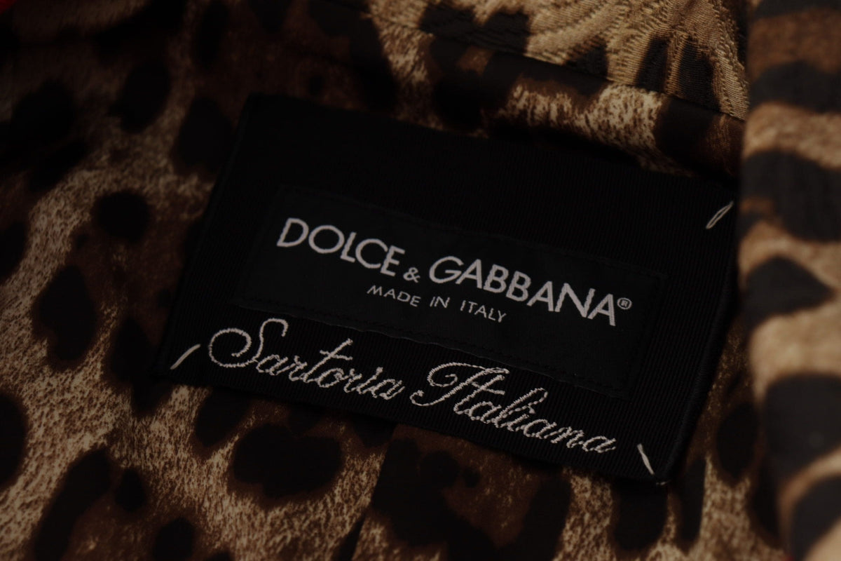 Dolce & Gabbana Elegant Red Leopard Trench Coat