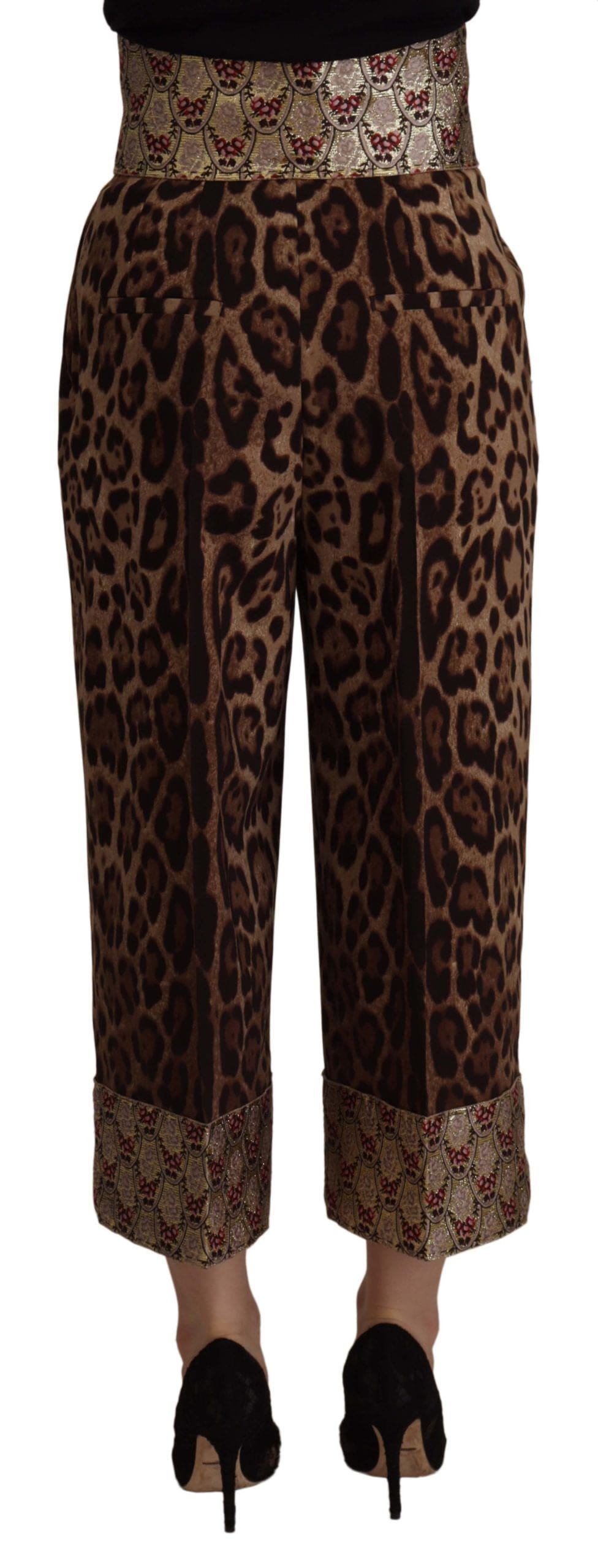 Pantalon court taille haute en jacquard léopard Dolce &amp; Gabbana