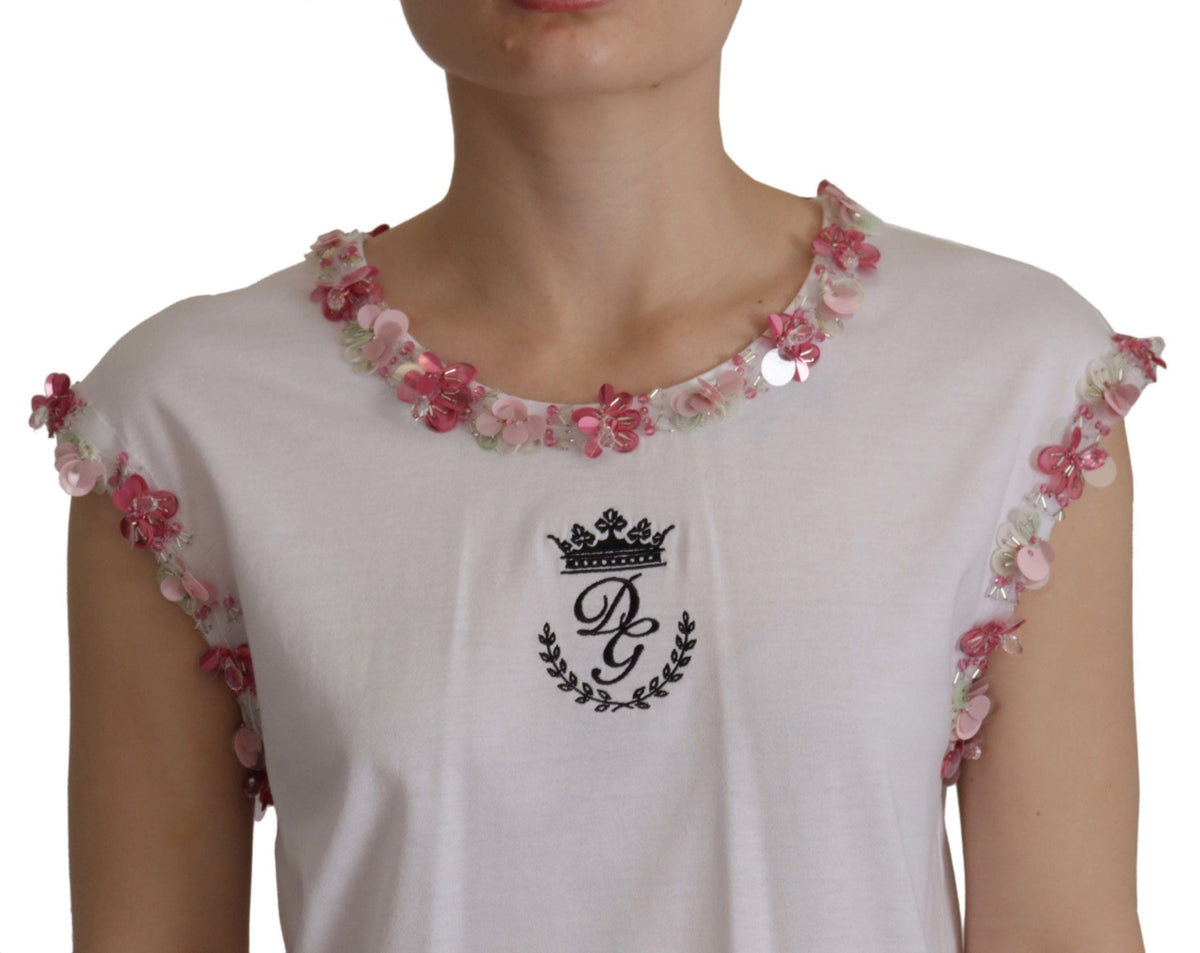 Camiseta sin mangas con corona de lentejuelas elegante de Dolce &amp; Gabbana