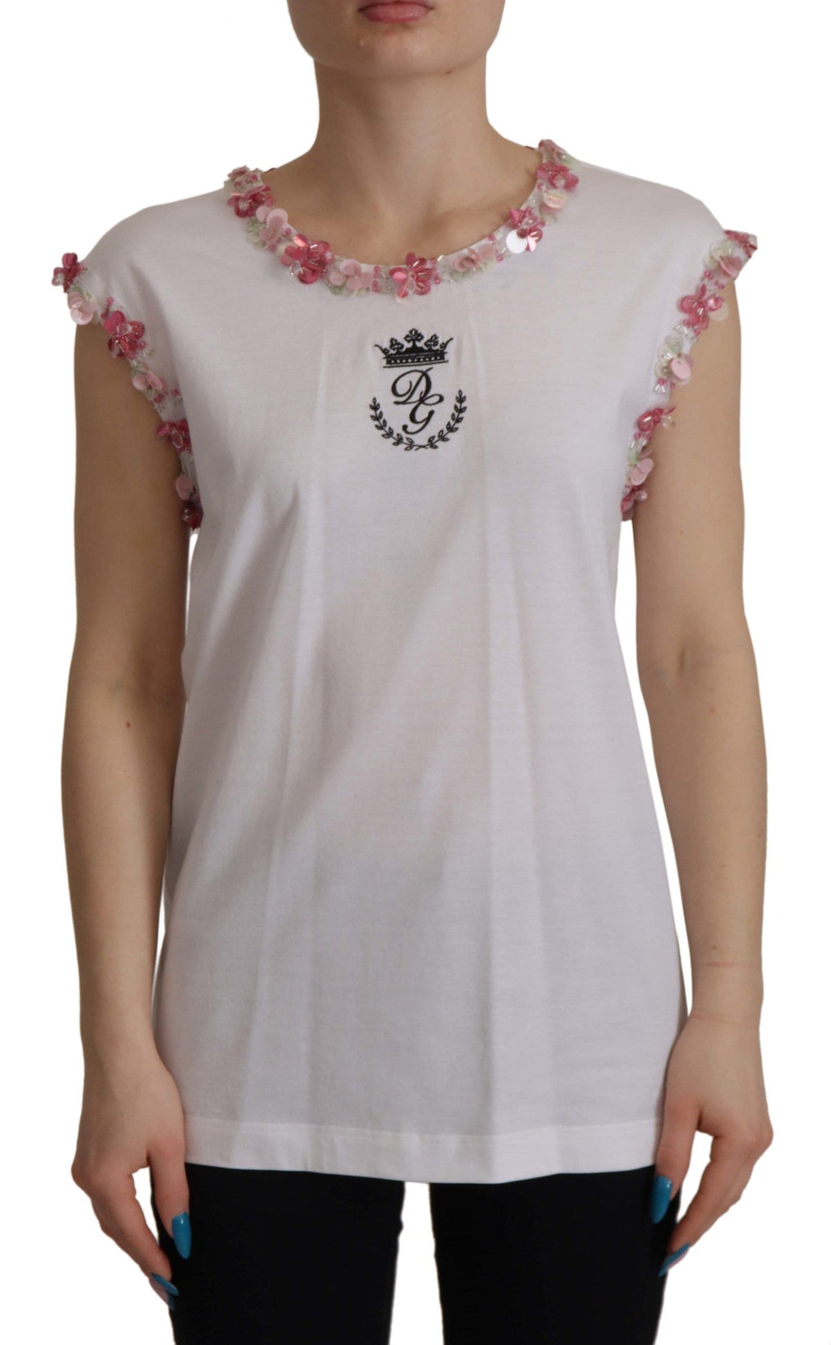 T-shirt débardeur à couronne pailletée chic Dolce &amp; Gabbana