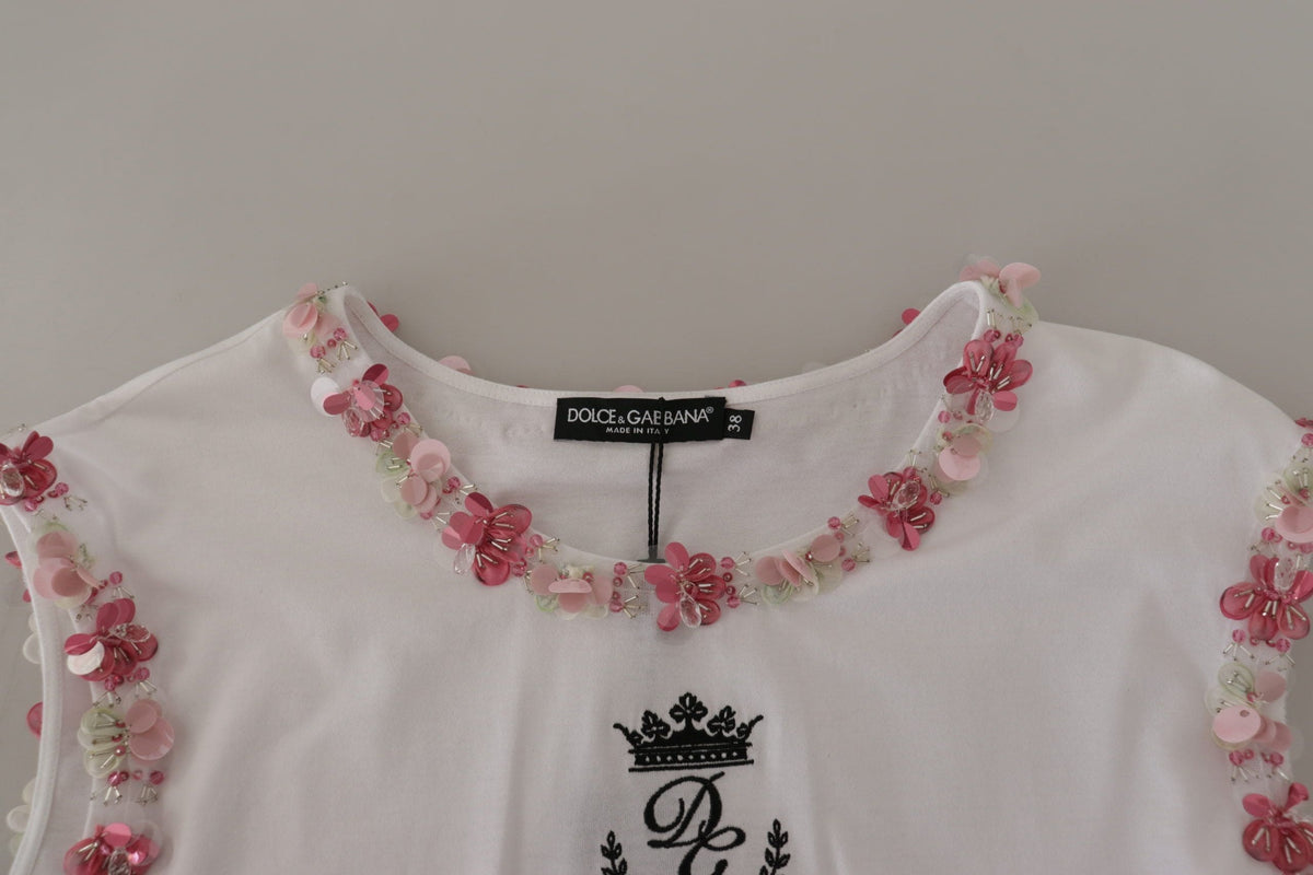 Camiseta sin mangas con corona de lentejuelas elegante de Dolce &amp; Gabbana