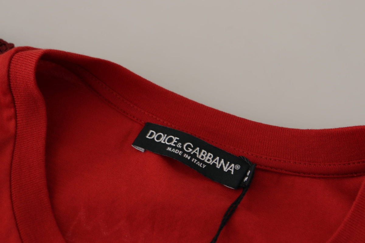 T-shirt ras du cou en coton rouge élégant Dolce &amp; Gabbana