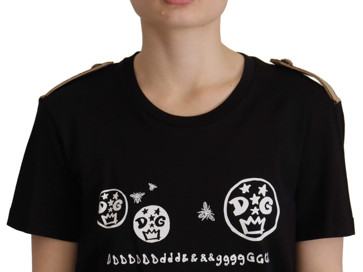 T-shirt en coton noir avec logo chic Dolce &amp; Gabbana pour femme