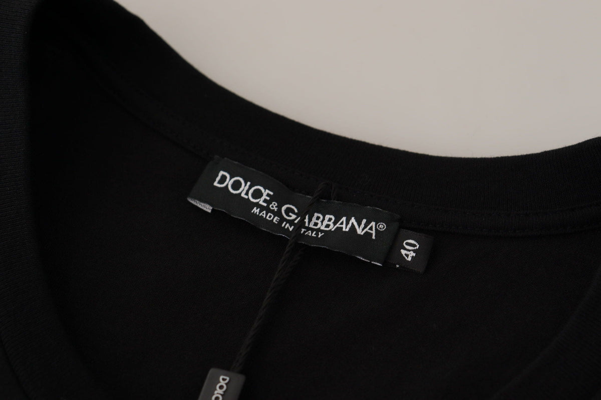 T-shirt en coton noir avec logo chic Dolce &amp; Gabbana pour femme