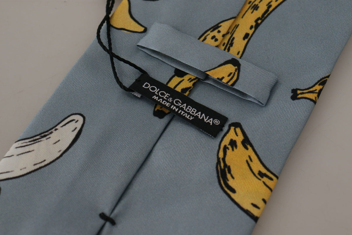 Corbata de seda con estampado elegante de plátanos azules de Dolce &amp; Gabbana